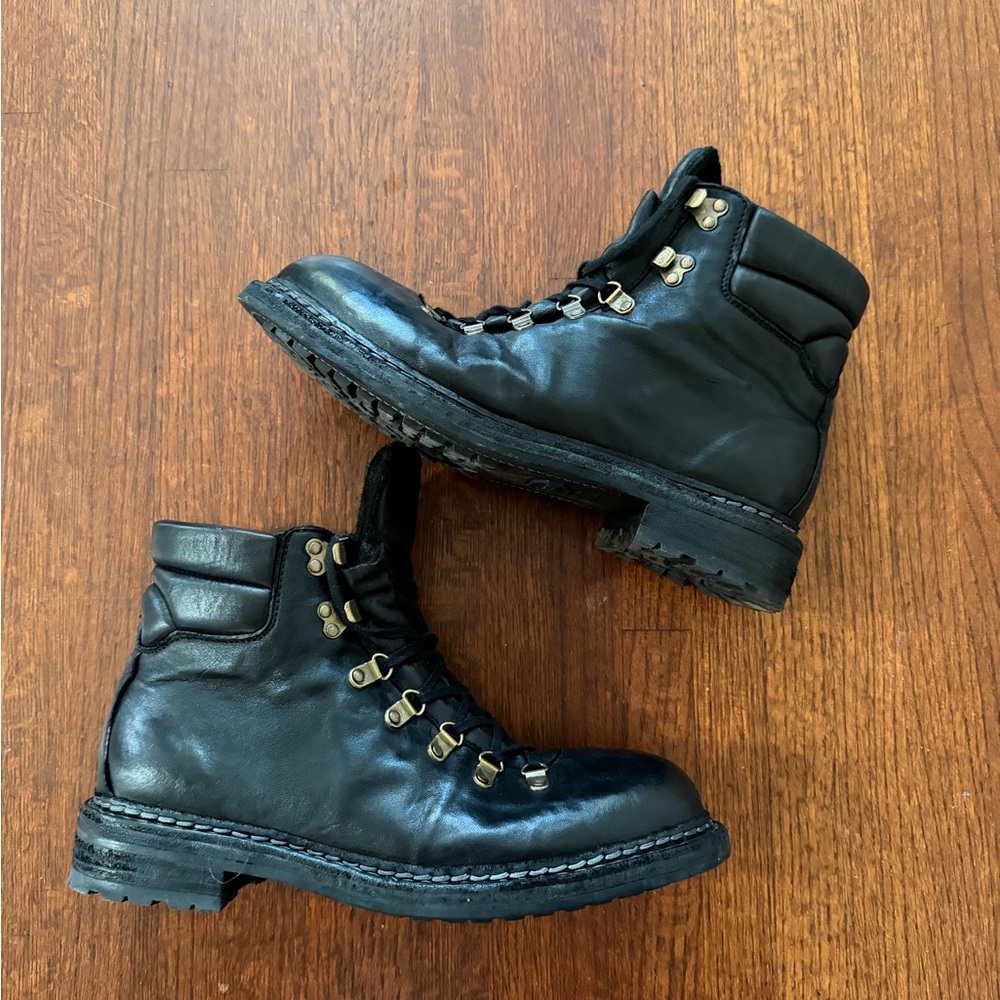 Guidi Black Leather Men's Boots with Gold Accents